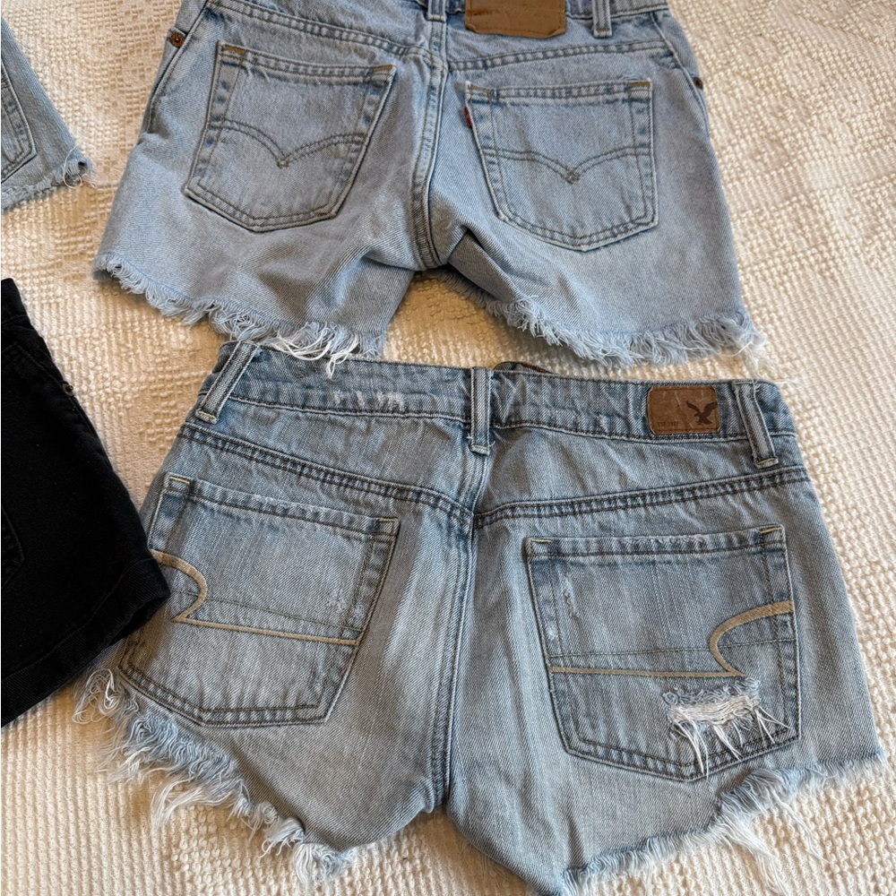 Stylish Black and Distressed Denim Shorts Set - Picture 6 of 12